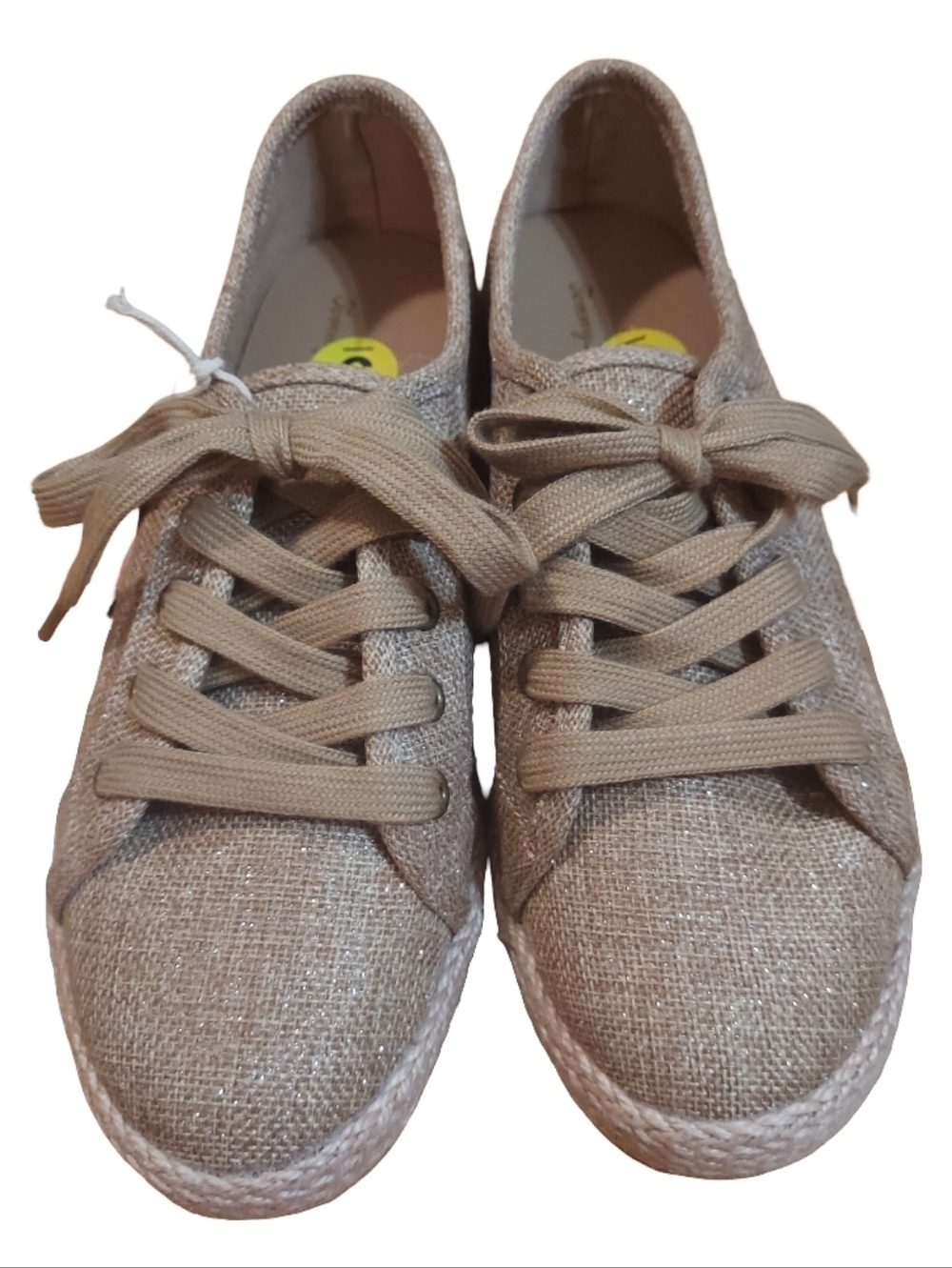 Tommy Bahama Galana Lace Up Espadrille Sneakers Metallic Tan